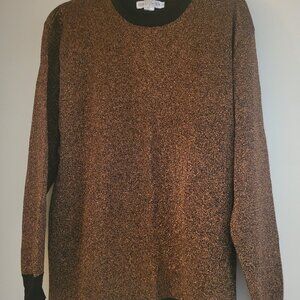 Rose gold and black Lurex 2-piece knit dress top & skirt